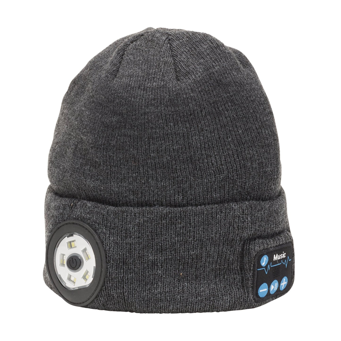 BEANIE TORCH&HEADPHONES GREY