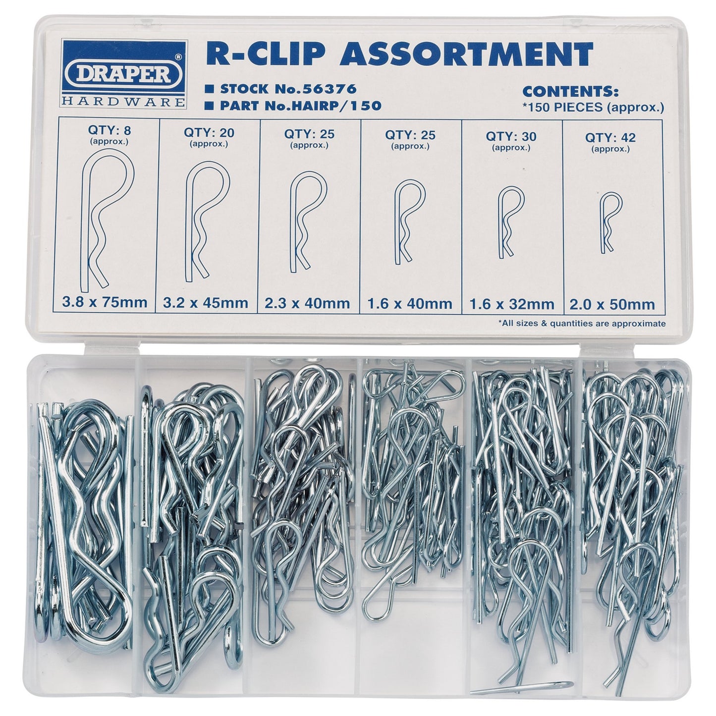 R CLIP ASSTMNT 150 PCS
