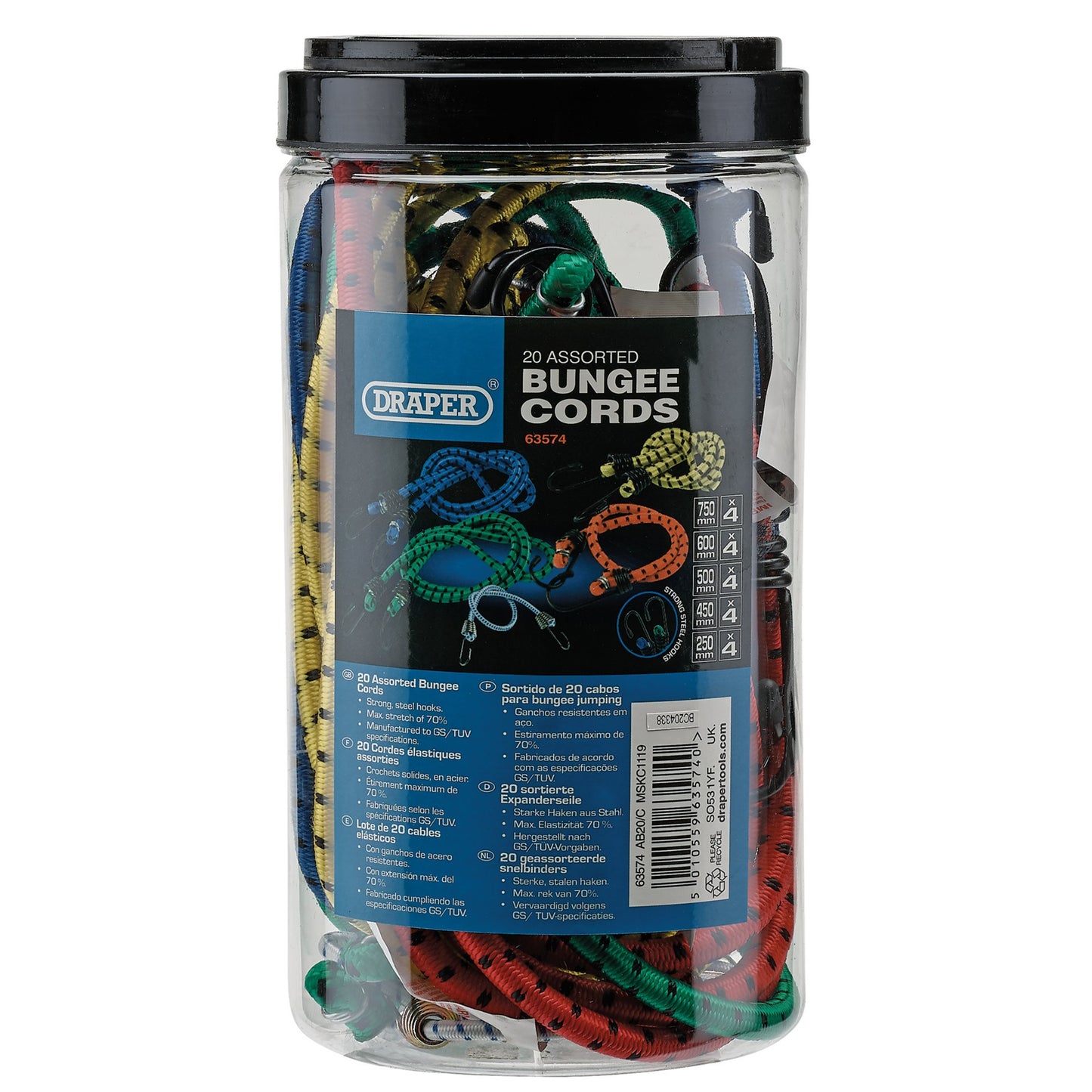 20PC ASSORTED BUNGEES