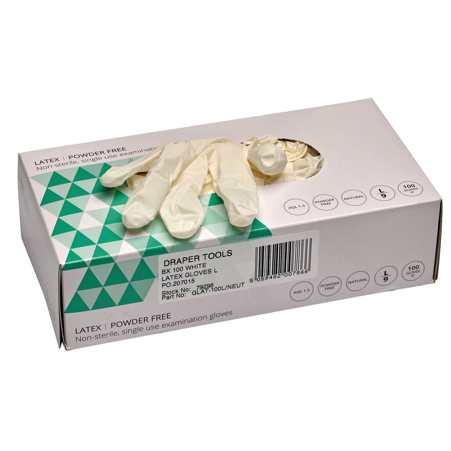 BX 100 WHITE LATEX GLOVES L