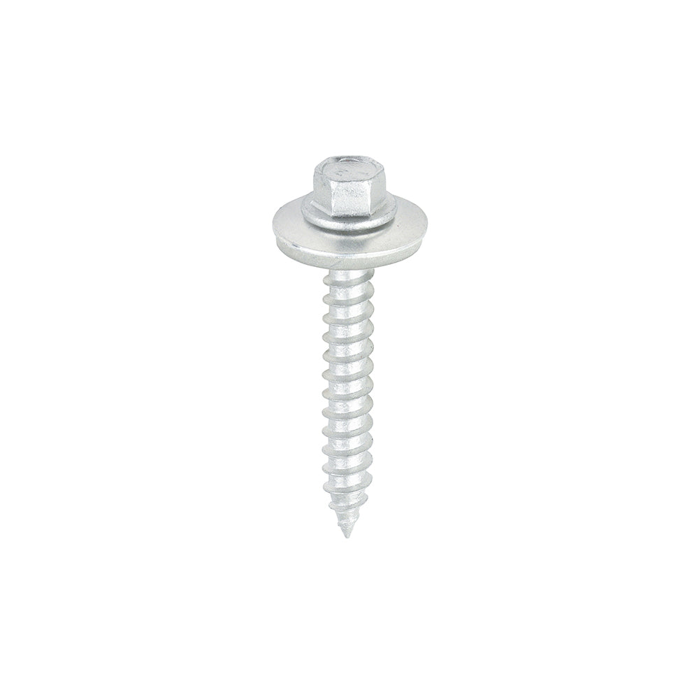 Metal Construction Thin Sheet Metal to Timber Screws - Hex - EPDM Washer - Slash Point - Exterior - Silver Organic