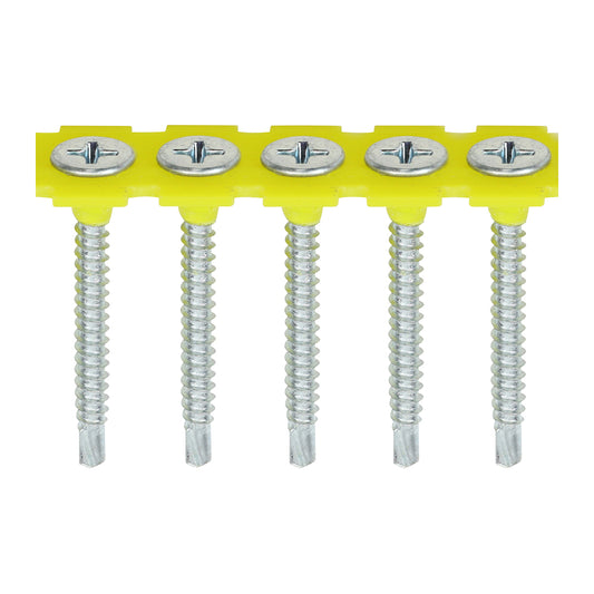 Collated Drywall Screws - PH - Bugle - Self Tapping Thread - Self Drilling - Zinc