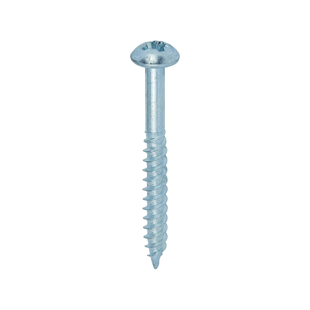 Twin-Threaded Woodscrews - PZ - Round - Zinc