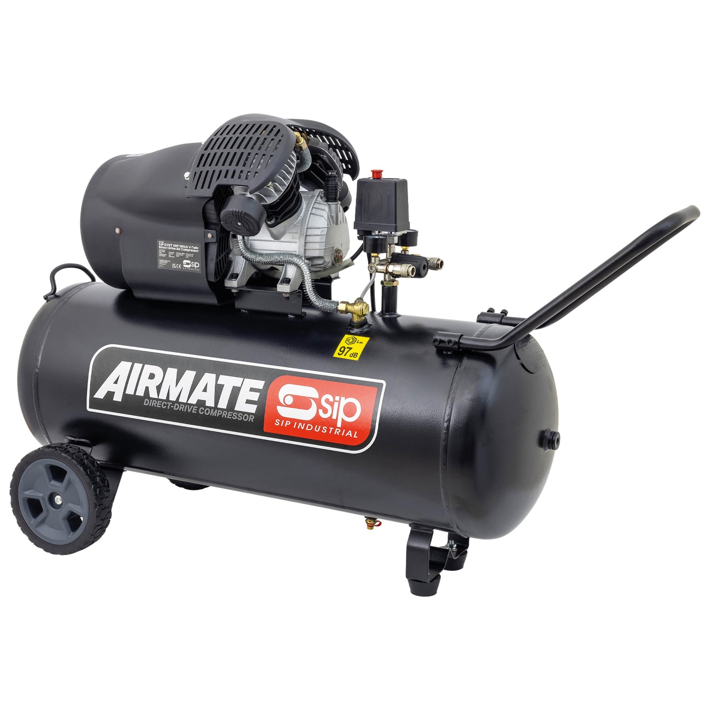 SIP DDVT 3hp 100ltr V-Twin Direct Drive Compressor