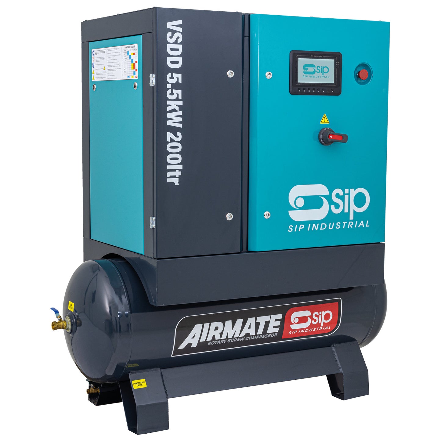 SIP VSDD 5.5kW 8bar 200ltr 400v Rotary Screw Compressor