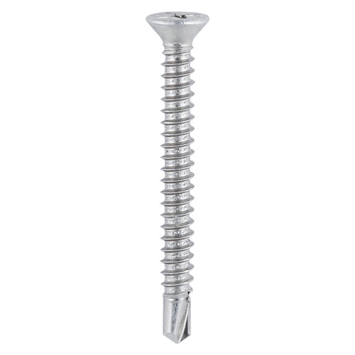 Window Fabrication Screws - Countersunk - PH - Self-Tapping Thread - Self-Drilling Point - Martensitic Stainless Steel & Silver Organic