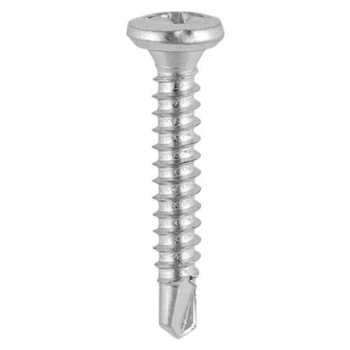 Window Fabrication Screws - Friction Stay - Pan - PH - Self-Tapping Thread - Self-Drilling Point - Martensitic Stainless Steel & Silver Organic