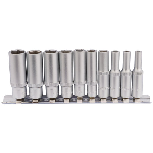 10PC 1/4" DEEP SOCKET SET RAIL