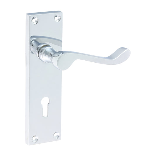 Victorian Scroll Lock Handles - Polished Chrome