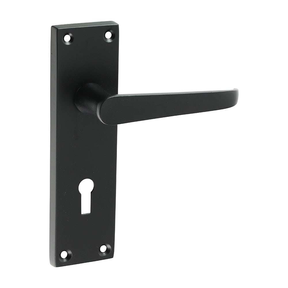 Victorian Straight Lock Handles - Matt Black