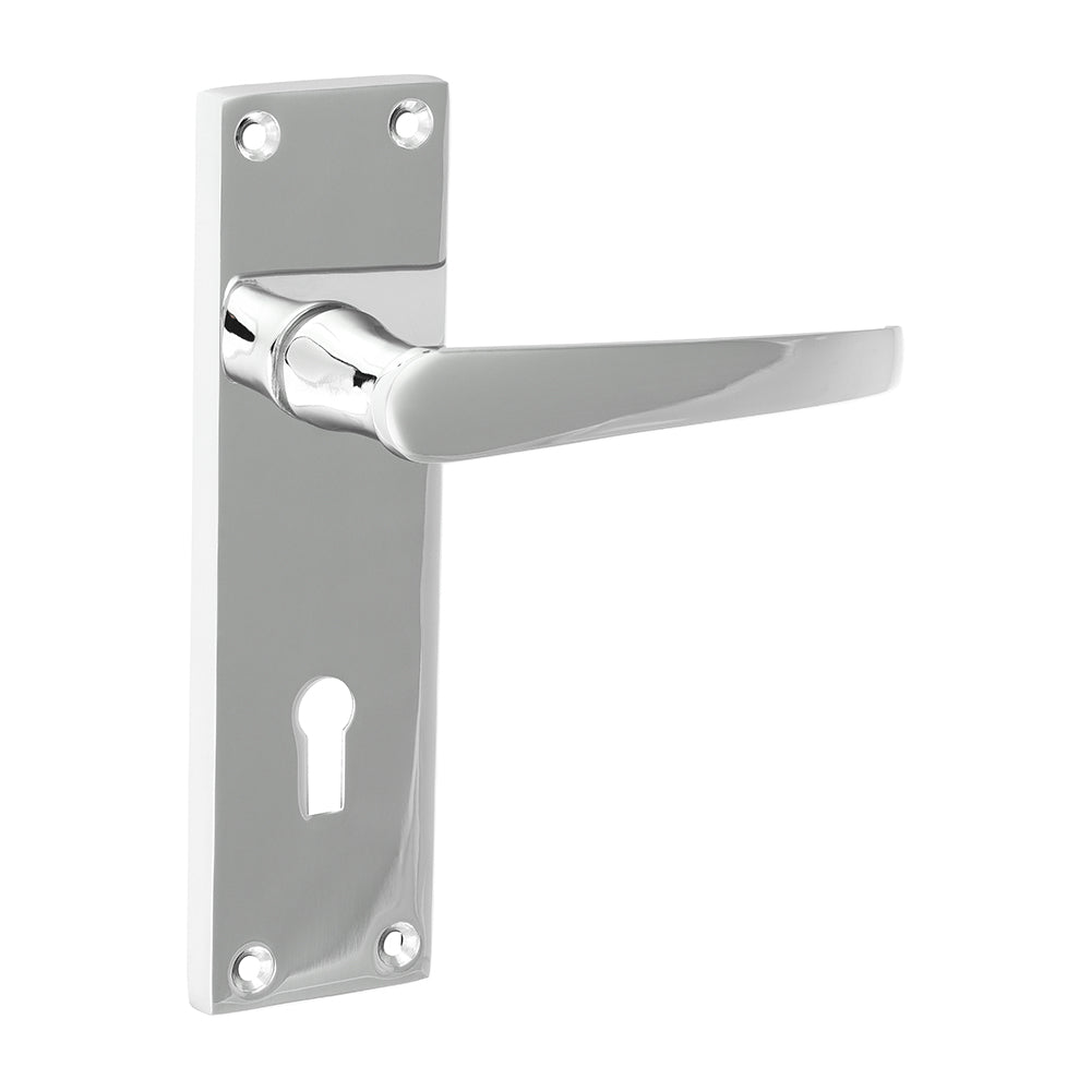 Victorian Straight Lock Handles - Polished Chrome