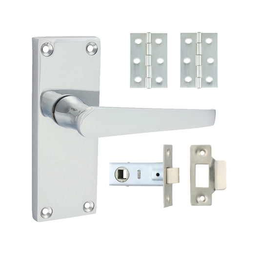 Victorian Straight Latch Door Pack - Polished Chrome