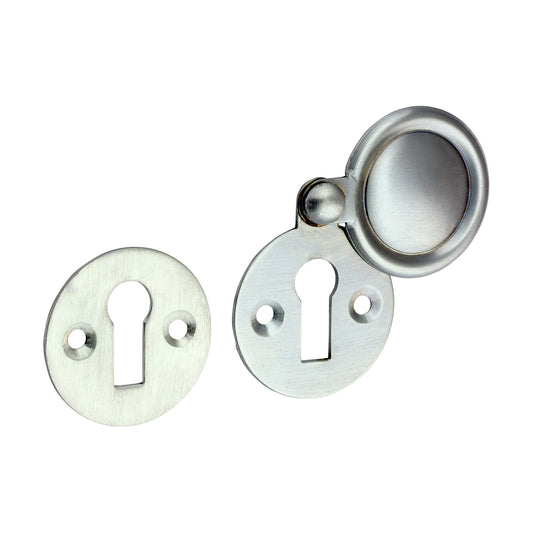 Pair of Traditional Pattern Escutcheon - Satin Chrome