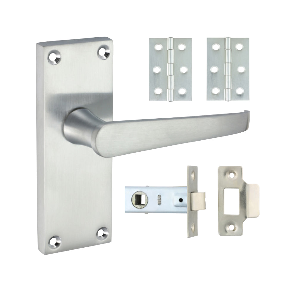 Victorian Straight Latch Door Pack - Satin Chrome