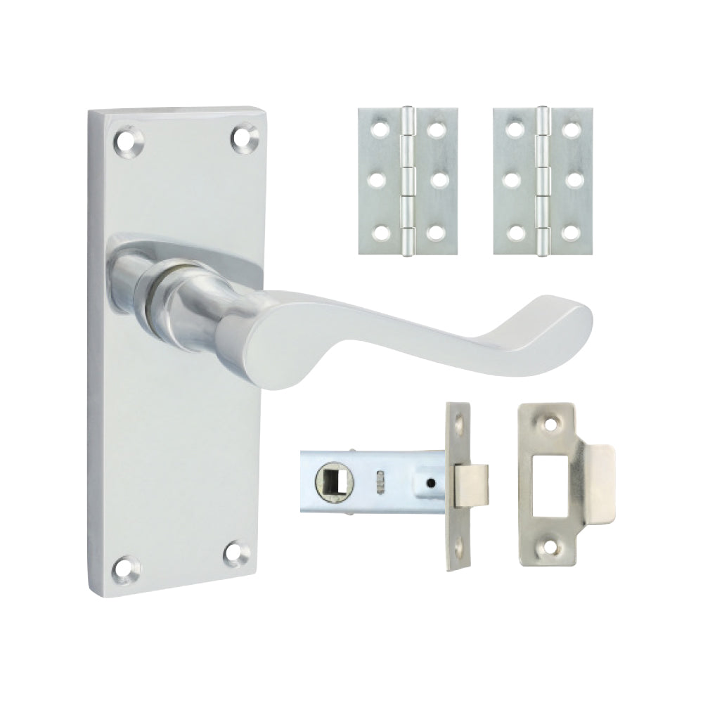 Victorian Scroll Latch Door Pack - Satin Chrome