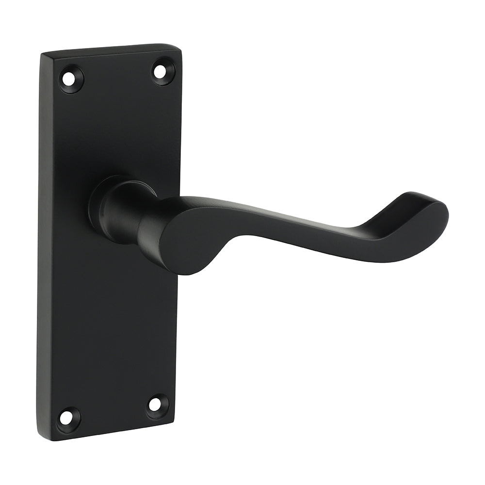 Victorian Scroll Latch Handle - Matt Black