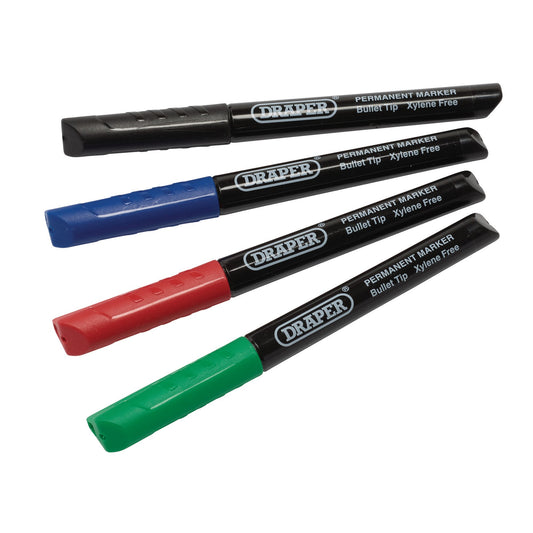 4PC MARKER PEN SET-BK/RD/BL/GR