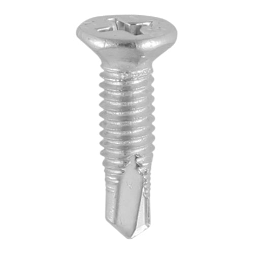 Window Fabrication Screws - Countersunk Facet - PH - Metric Thread - Self-Drilling Point - Martensitic Stainless Steel & Silver Organic