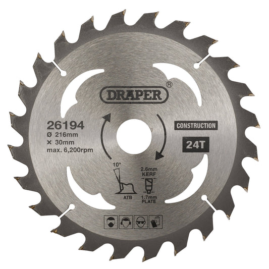 TCT SAW BLADE 216MM 24T CONS