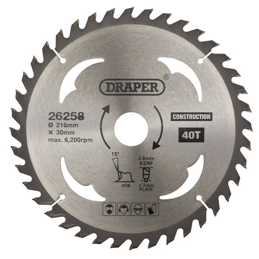 TCT SAW BLADE 216MM 40T CONS