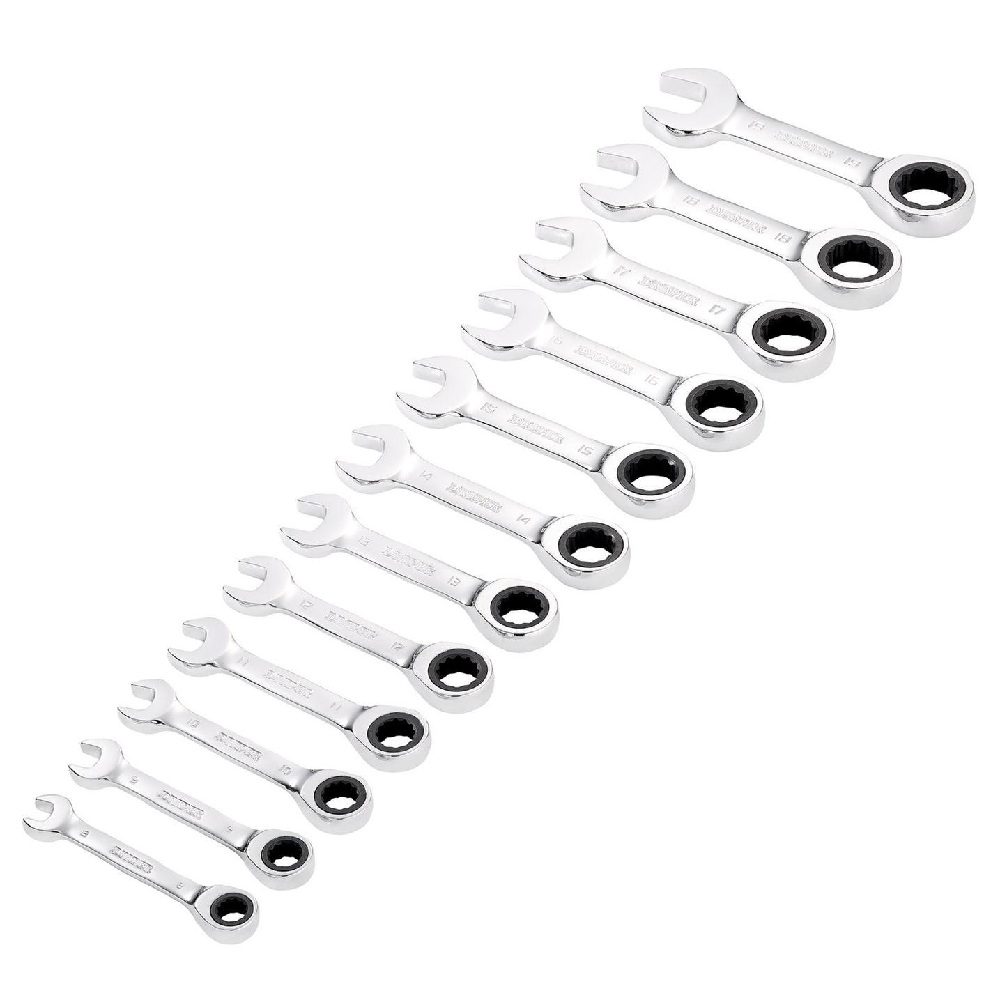 12PC STUBBY RATCHETING SPANNER