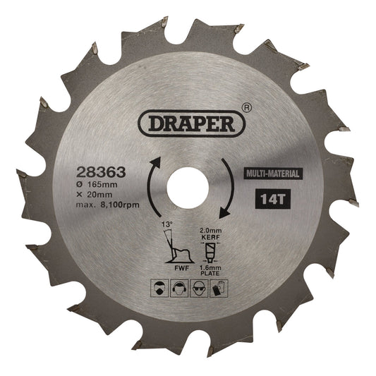 TCT SAW BLADE 165MM 14T MULTI