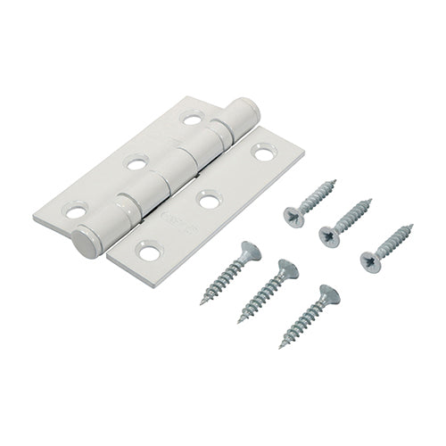 Twin Ball Bearing Hinges - Steel - White