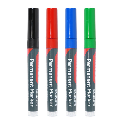 Builders Permanent Markers - Fine Tip - Mixed Colours