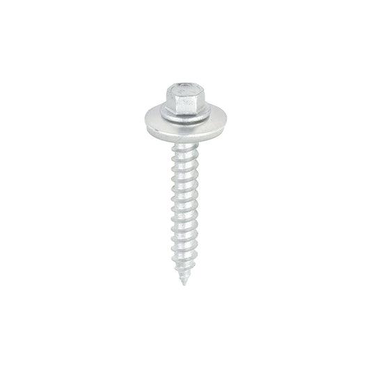 Metal Construction Thin Sheet Metal to Timber Screws - Hex - EPDM Washer - Slash Point - Exterior - Silver Organic