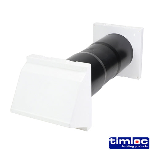 Timloc Aero Core Through Wall Vent Set with Cowl and Baffle - White - ACV7CWH