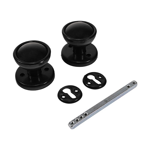 Plastic Rim / Mortice Knob Set - Black